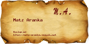 Matz Aranka névjegykártya